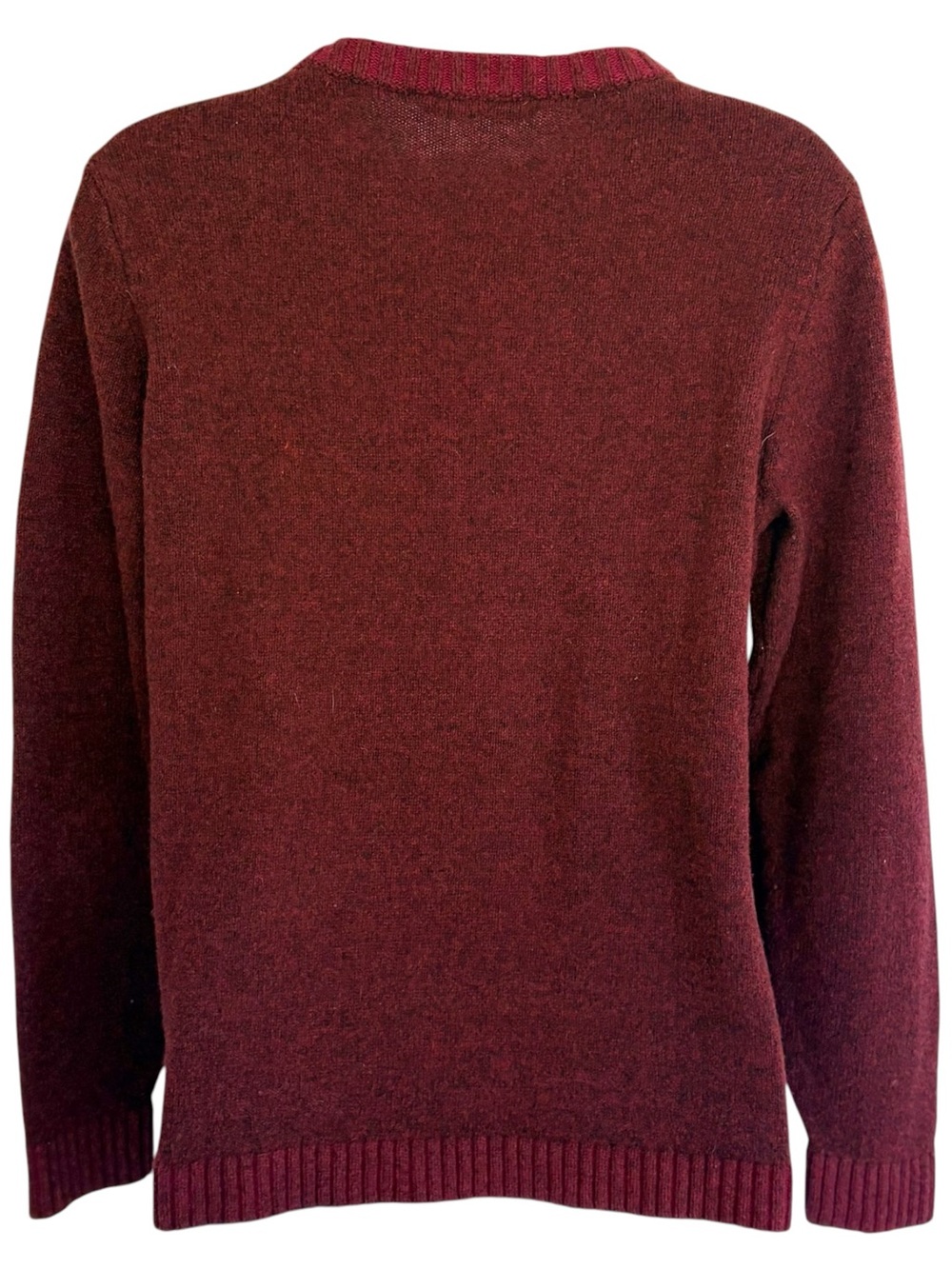 WOOLRICH 100% Lambswool Sheep Crewneck Sweater Burgundy Medium - Picture 3 of 9